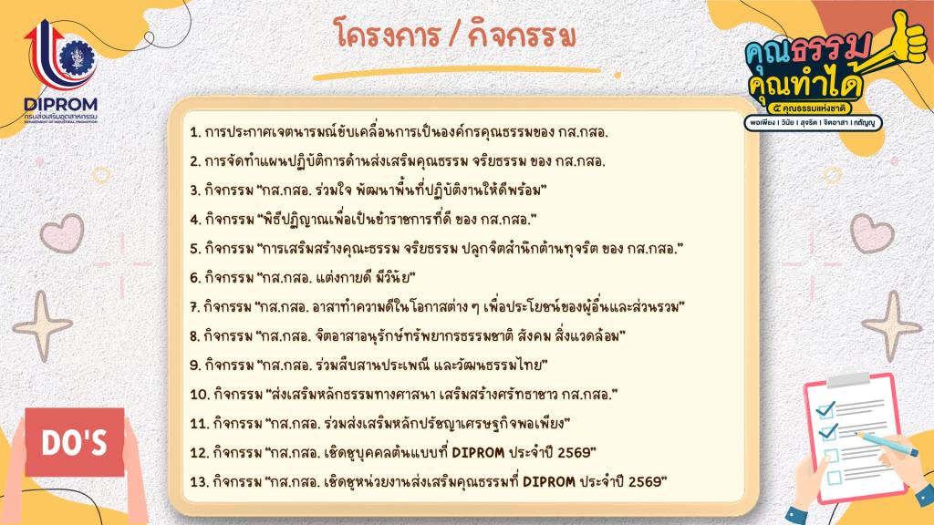 กส.กสอ. เผยแพร่องค์ความรู้ การส่งเสริมคุณธรรมจริยธรรมประจำหน่วยงาน ประจำปีงบประมาณ พ.ศ. 2569