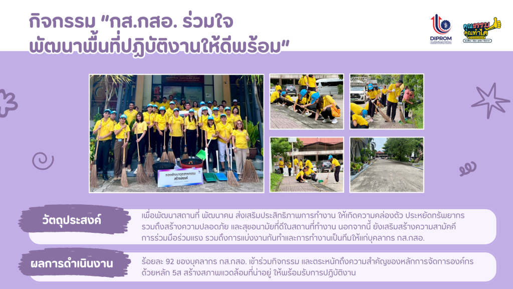 กิจกรรม “กส.กสอ. เผยแพร่องค์ความรู้  การส่งเสริมคุณธรรมจริยธรรมประจำหน่วยงาน”